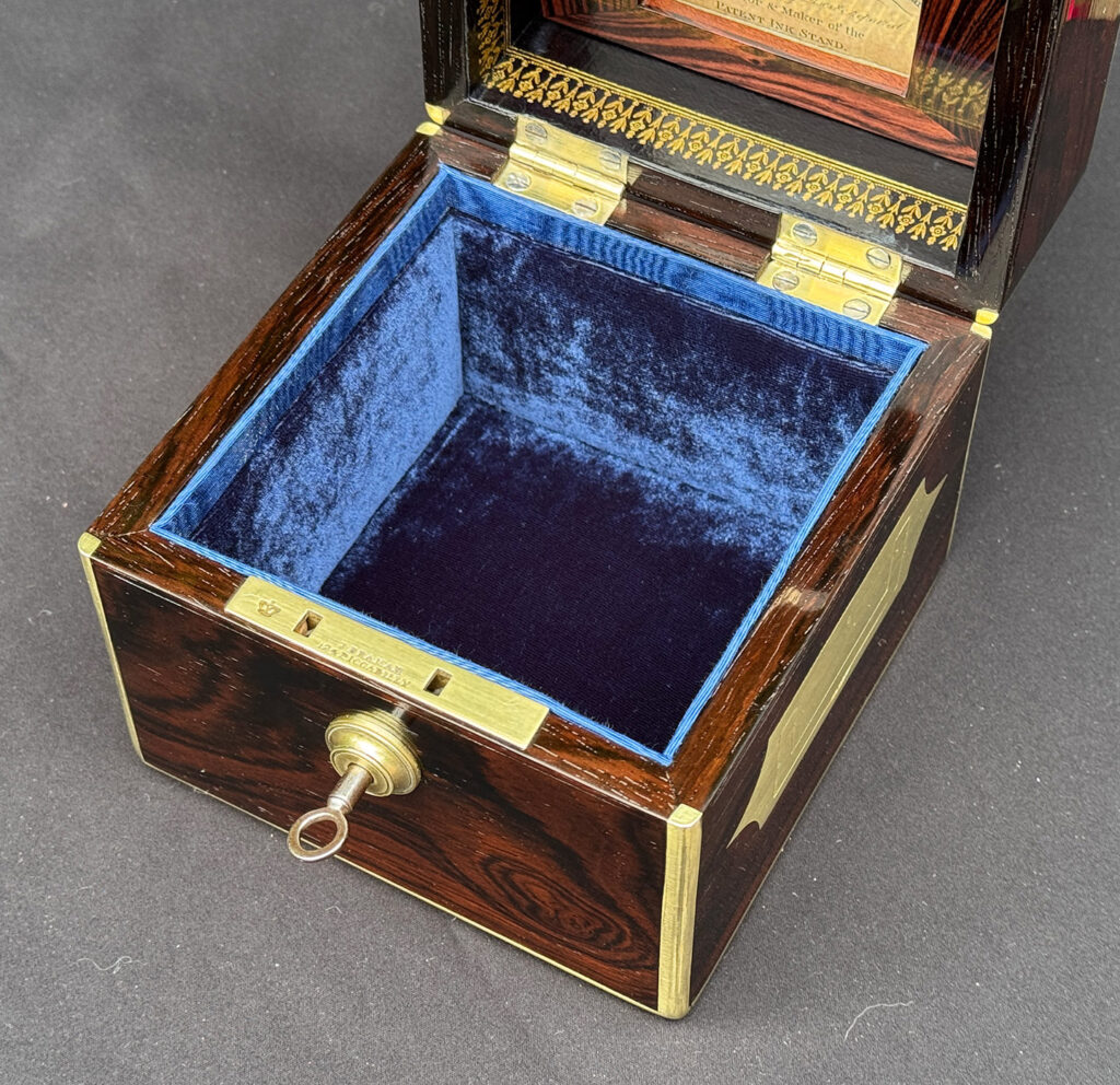 Overhead internal view of a Miniature Antique Jewellery Box by David Edwards.