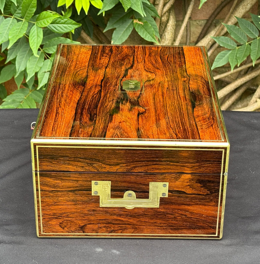 Right side view of an Antique Dressing Case in Rosewood by David Edwards.
