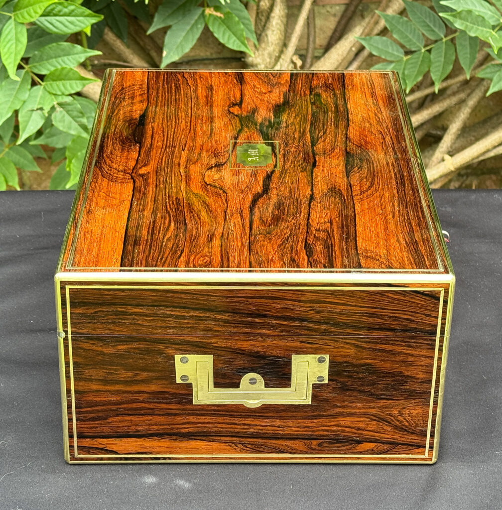 Left side view of an Antique Dressing Case in Rosewood by David Edward.