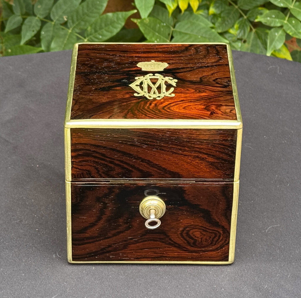 Front view of a Miniature Antique Jewellery Box by David Edwards.