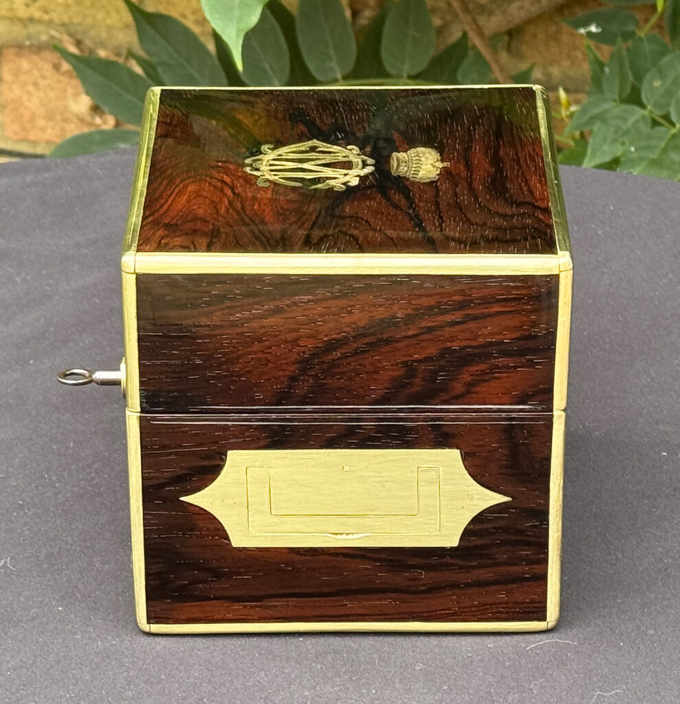 Right view of a Miniature Antique Jewellery Box by David Edwards.