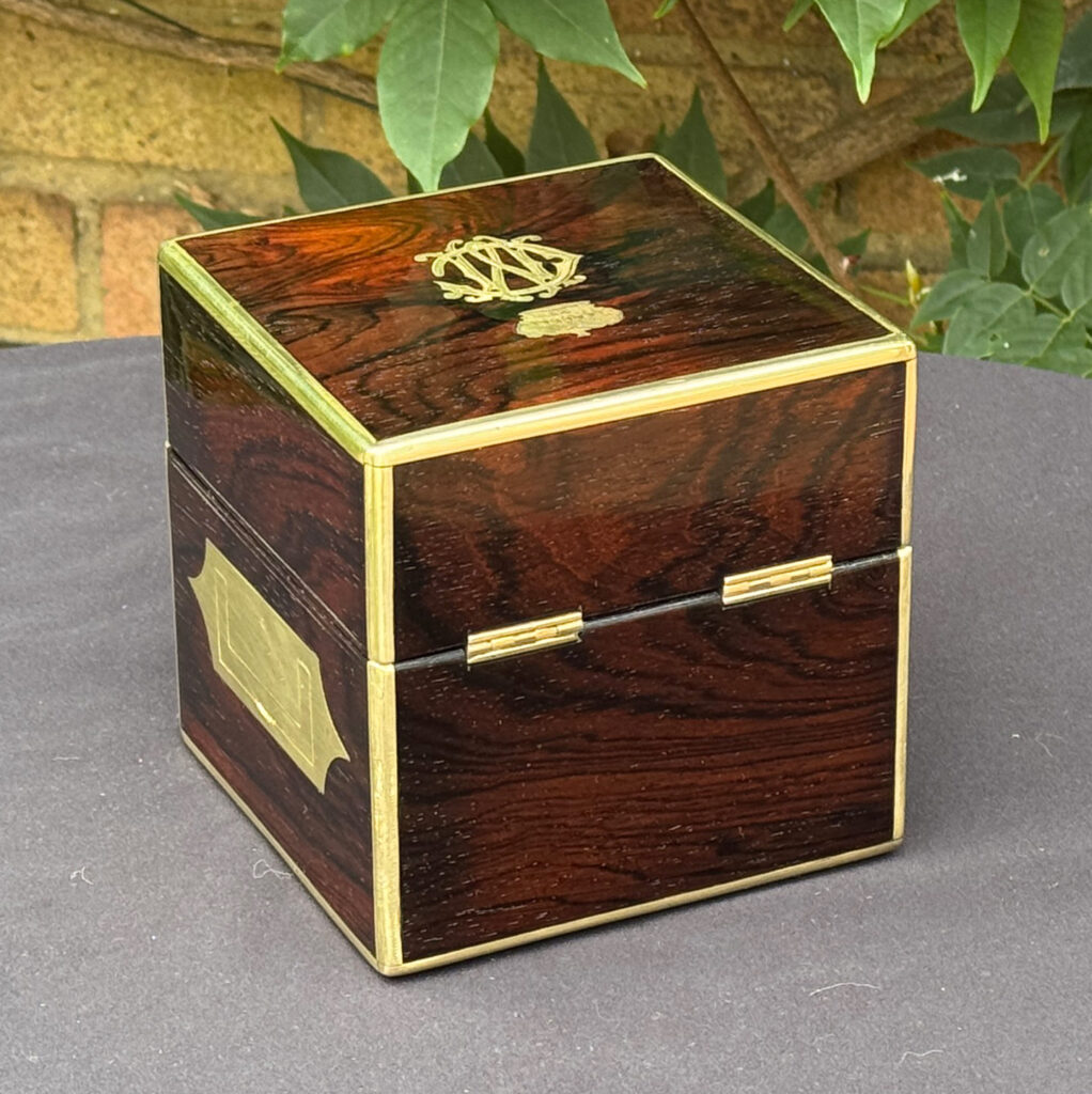 Rear right view of a Miniature Antique Jewellery Box by David Edwards.