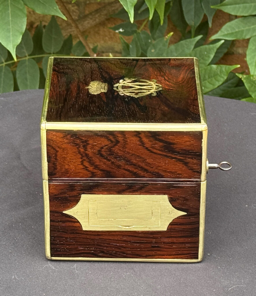 Left side view of a Miniature Antique Jewellery Box by David Edwards.