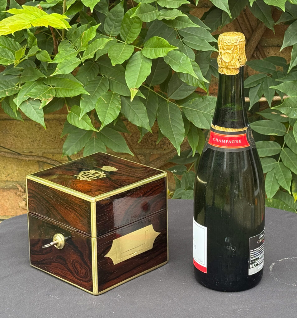 Size comparison of a Miniature Antique Jewellery Box by David Edwards.