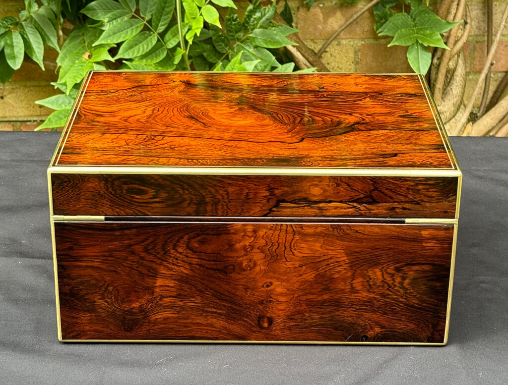 Rear view of an Antique Jewellery Box in Rosewood, by Edwards.