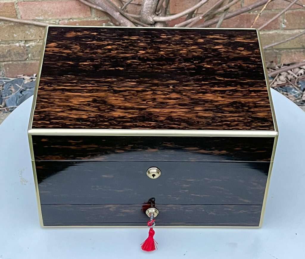Top view of an Antique Jewellery Box in Coromandel.