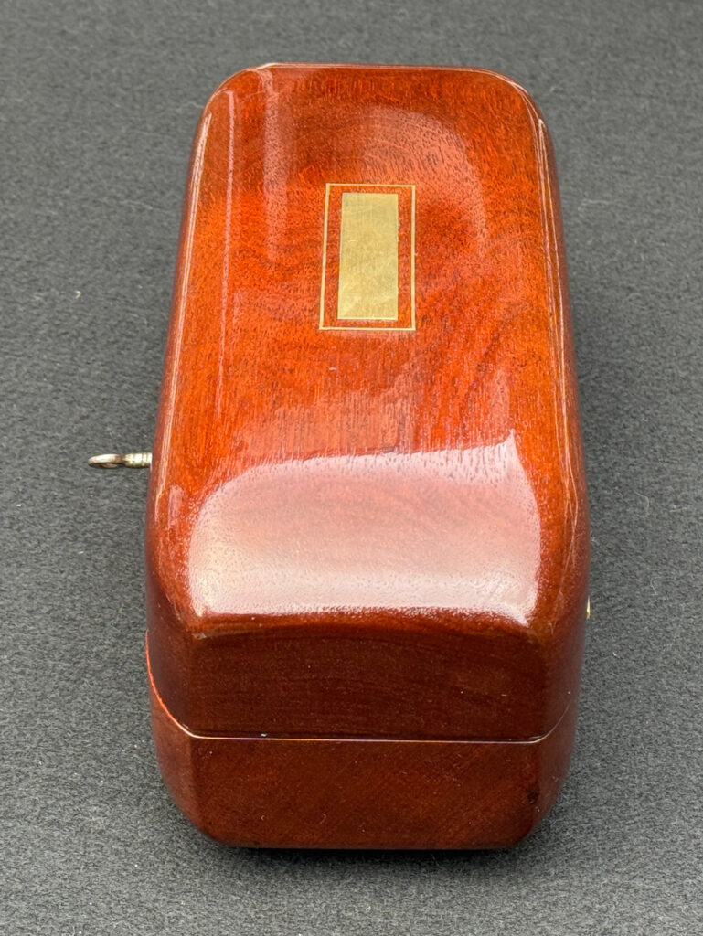 Right side view of an Antique Radial Edged Jewellery Box in Cuban Mahogany.