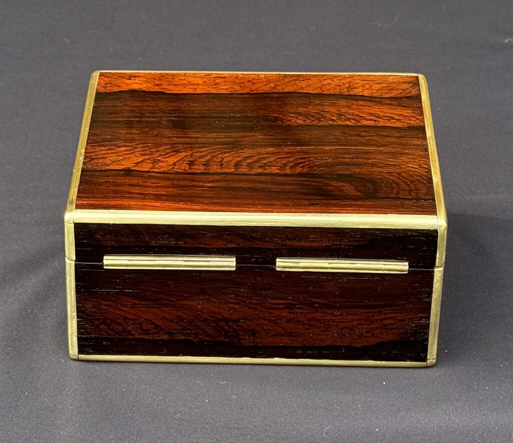Rear view of a Miniature Antique Jewellery Box in Rosewood, by Edwards.