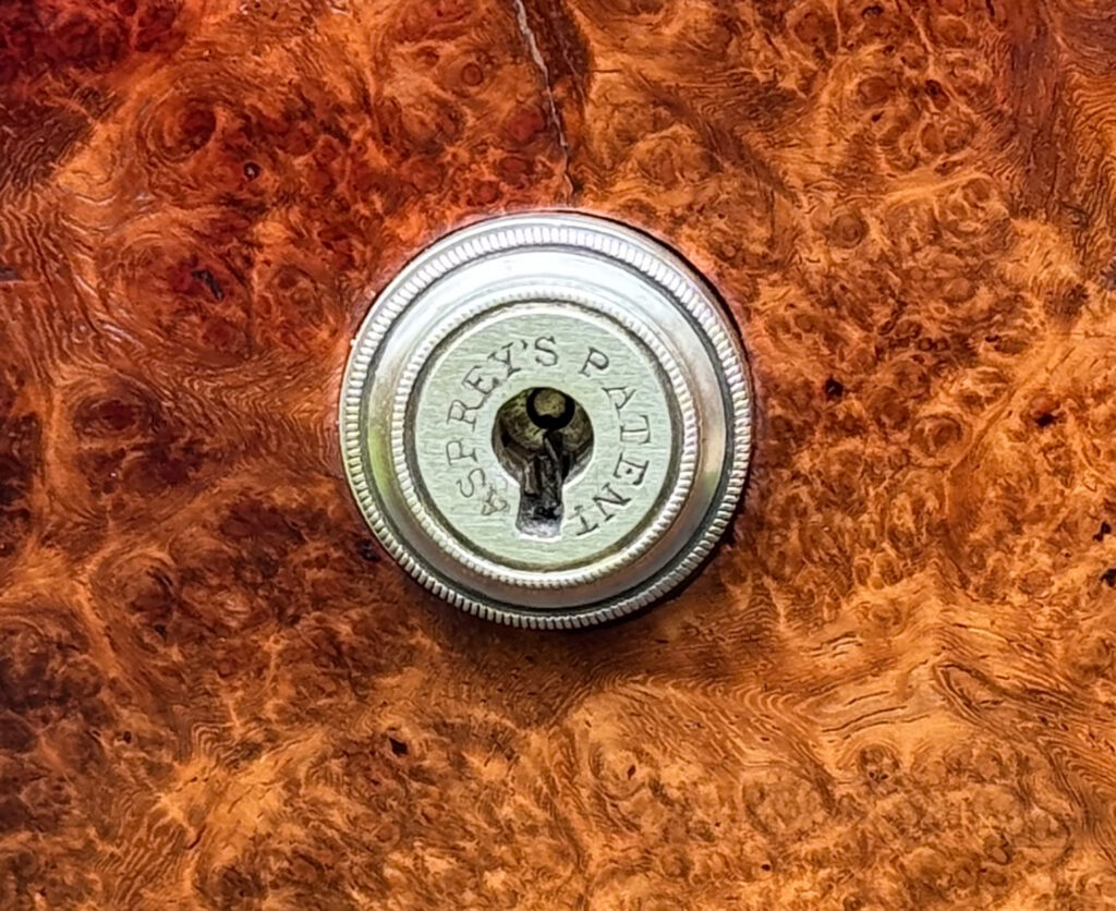 Close up of Asprey Patent Bramah Lock.