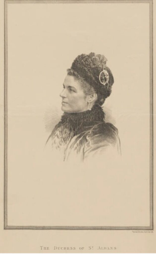 Lithograph of Grace (née Bernal Osborne), Duchess of St Albans, from 1885.