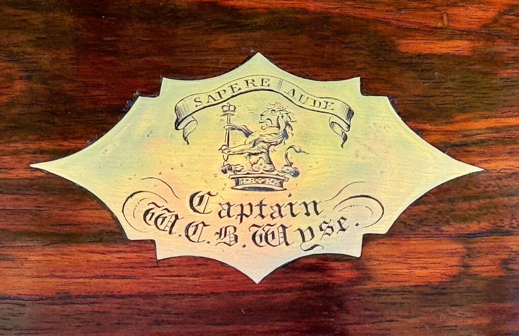 Engraved brass plate belonging to Captain William Charles Bonaparte-Wyse.